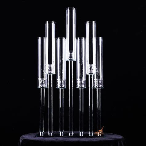 Wholesale Wholesale Glass Tubes Candle Holder 7 Arms Crystal Wedding