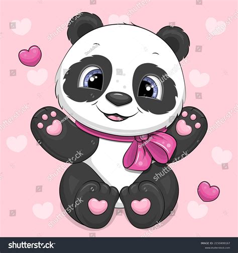 Cute Cartoon Panda Pink Bow Vector Stock Vector Royalty Free