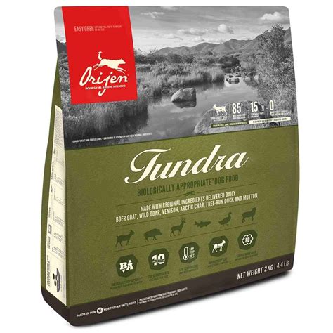 Orijen focuses on a higher animal protein content in the food that is similar to what dogs would eat if they were hunting their own food. ORIJEN Tundra Grain-Free Dry Dog Food, 4.4 lb Bag ...