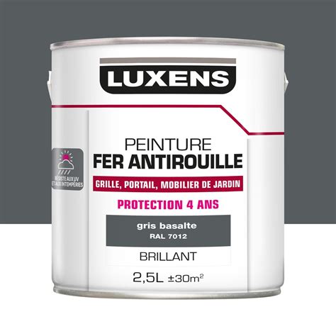 Peinture extérieure fer LUXENS gris basalte brillant 2 5l Leroy Merlin