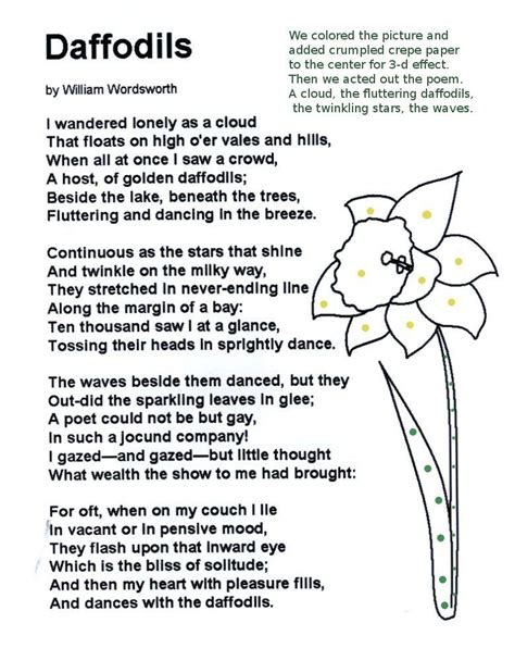 The Poem Daffodils By William Wordsworth With An Image Of A Flower