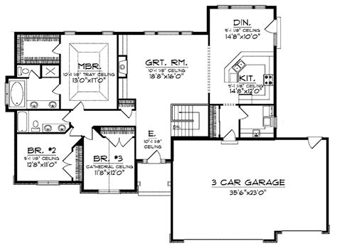 Custom designed log home floor plans since 1963. open house plans | Open Plan Ranch (HWBDO13304) | Ranch ...