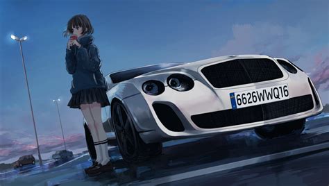 Anime Bentley School Uniform Anime Girls Short Hair Dark Hair Car