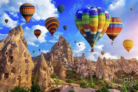 Colorful Hot Air Balloon Flying Over Cappadocia In Turkey Photograph