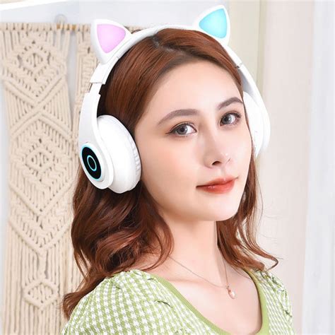 B39 Over Ear Music Headset Cat Ear Glowing Headphone Foldable Wireless