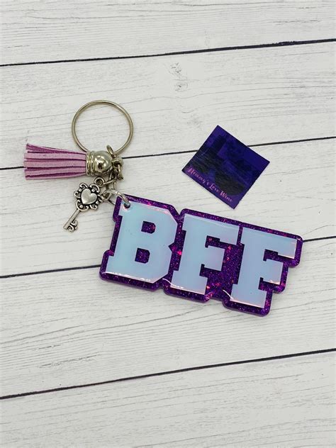 Bff Purple Glitter Keychain Best Friends Forever Acrylic Etsy