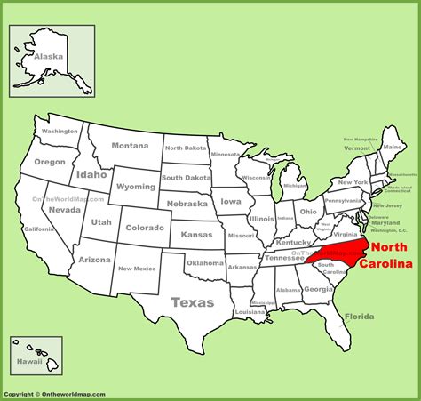 North Carolina Location On The Us Map