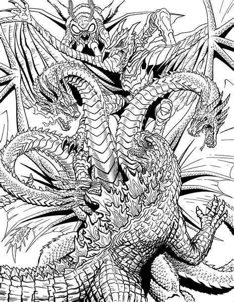 Monster Vs Dragon Myths And Legends Adult Coloring Pages