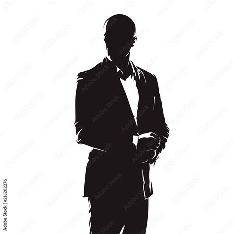 Business Man In Suit Abstract Comics Ink Drawing Isolated Vector