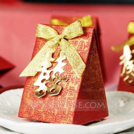 Double Happiness Favor Boxes With Ribbons Set Of Jj