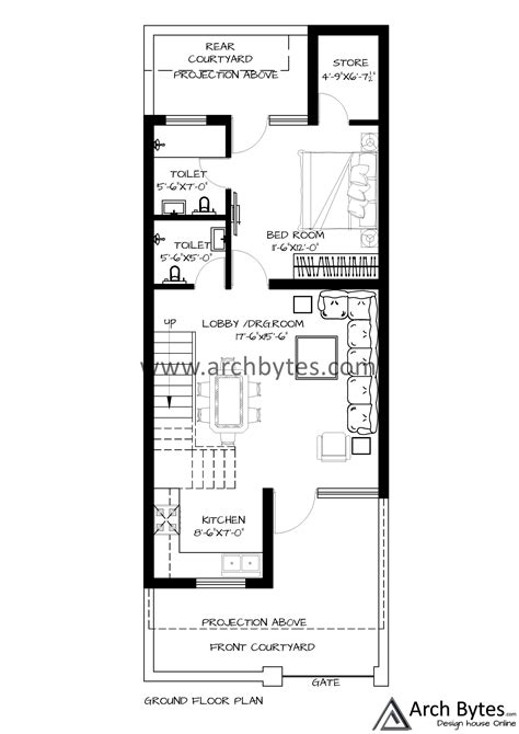 House Plan For 19×51 Feet Plot Size 108 Square Yards Gaj House