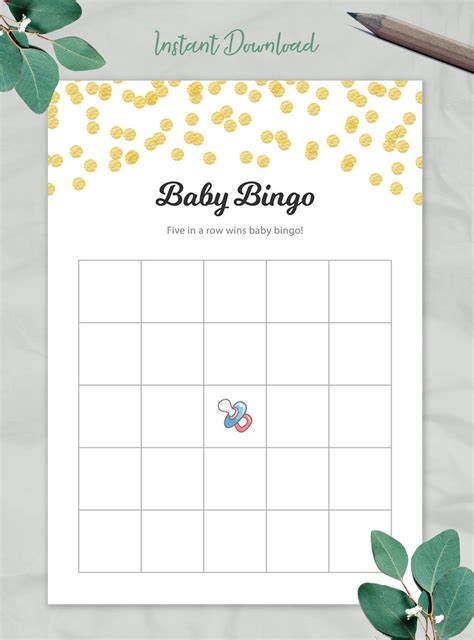 Free Printable Blank Baby Shower Bingo Cards Tenvsa