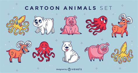 Descarga Vector De Conjunto De Dibujos Animados De Animales Lindos Images
