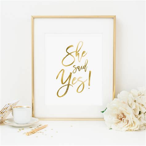 She Said Yes Printable Engagement Announcement Print Etsy