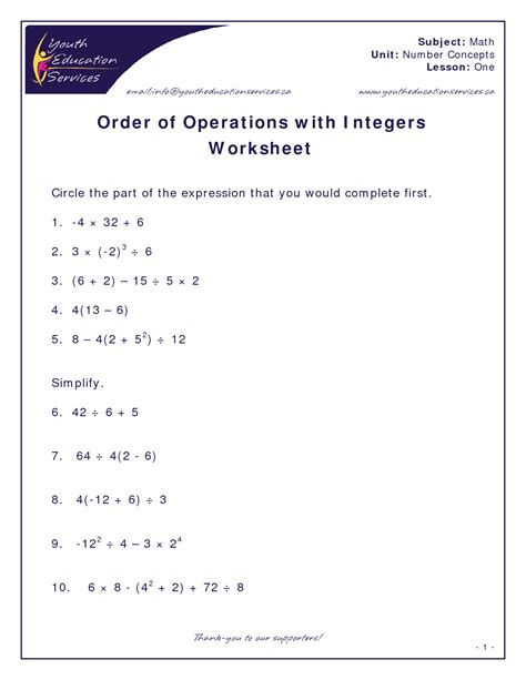Worksheet 5th Grade Math Order Of Operations Worksheet Fun Worksheet