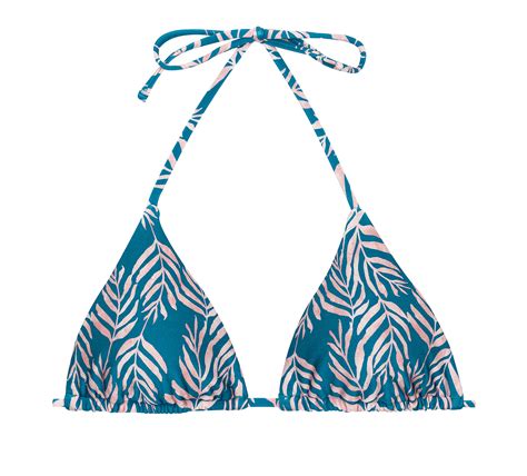 Blue Sliding Triangle Top With Leaf Pattern Top Palms Blue Tri Inv
