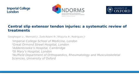 Pdf Central Slip Extensor Tendon Injuries A Systematic Review Of