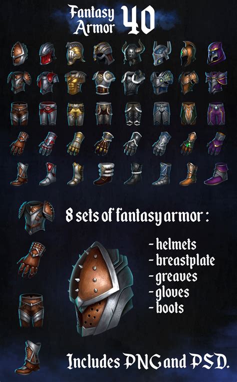 A Set Of 40 Fantasy Armor Icons Gamedev Market