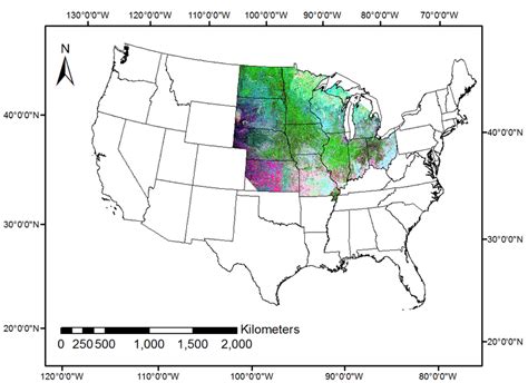 The Study Area Of The Midwest And An Example Modis Ndvi Composite In