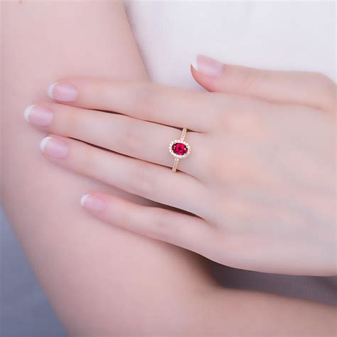 Eternity Ruby Oval Halo 18k Yellow Gold Engagement Ring Set 2rjian London18k Gold Rings