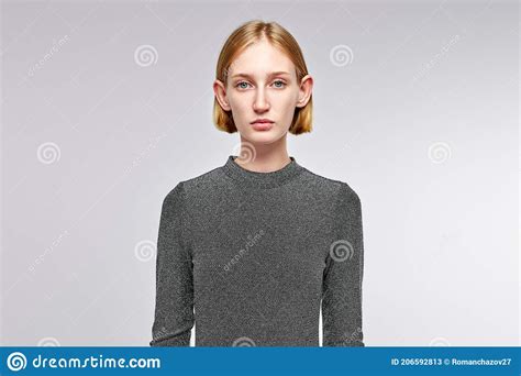 Portrait Of Skinny Short Haired Woman In Bodysuit Stock Image Image Of Beautiful Posing
