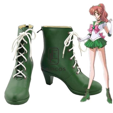 Anime Sailor Moon Sailor Jupiter Cosplay Party Shoes Green Boots Custom