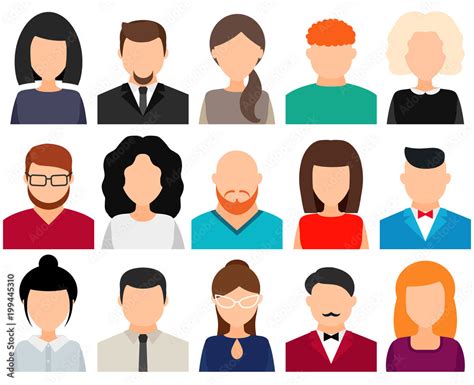 Men And Women Avatars Without Face Icon Set Vector Illustration