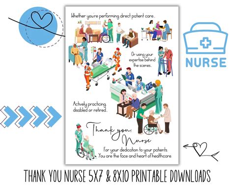 Thank You Nurse Printable Design Pdf Files 5 X 7 And 8 X Etsy