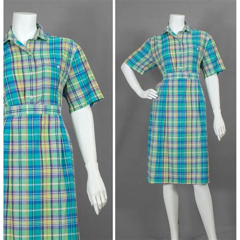 60s plaid dress 1960s two piece madras dress by recyclinghistory