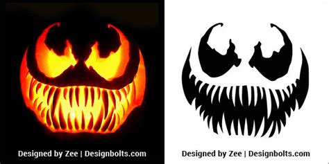 5 Free Venom And Scary Halloween Pumpkin Carving Stencils