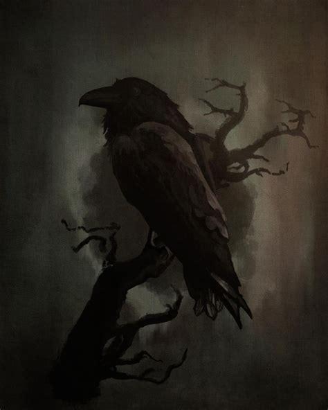 The Raven By Emanuelpetersson On Deviantart Scary Art Crow Painting