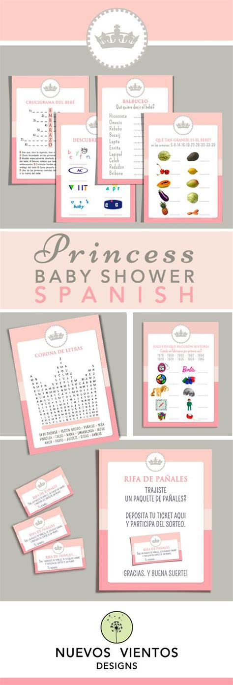 Mi baby shower fue mixto (acudieron hombres y mujeres) y fue difícil que los varones participaran en los juegos porque sentían que hacían el ridículo. Baby shower games in SPANISH. Princess themed ♀👑 / Juegos en español para tu baby shower de te ...