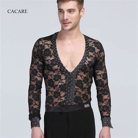 Latin Dance Shirts Lace Jumpsuit Men Latina Cheapest Cad322 Adult Dance Top Shirt Romper Black