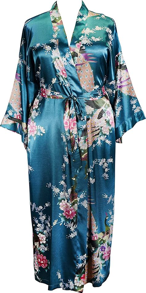 838 Plus Size Womens Kimono Long Robe Floral Us One