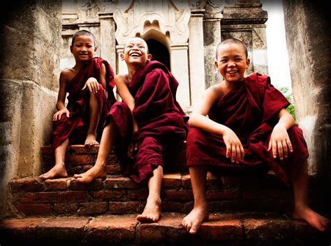 Novice Monks Laughing Bagan Myanmar Kensho Quest