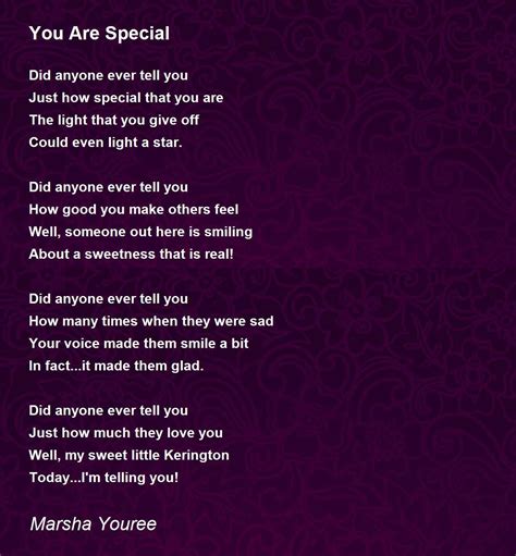 You Are Special You Are Special Poem By Marsha Youree