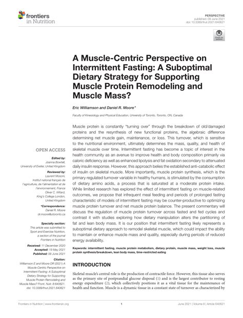 Pdf A Muscle Centric Perspective On Intermittent Fasting A