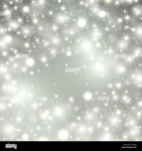 Silver Winter Abstract Background Shine Background With Glowing Stars
