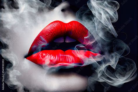 Woman S Lips Blowing Smoke Clouds Generative Ai Image Made To Look