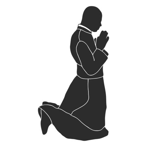 Kneeling Praying Profile Priest Clergy Stencil Transparent Png And Svg