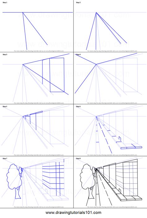 How To Draw One Point Perspective Buildings Printable Step By Step