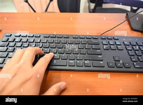 Keyboard Office Use Business Typing Keyboard On Desk Black
