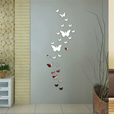 Mirror Wall Sticker Butterfly Decor Diy Art Mural Home Decor Acrylic
