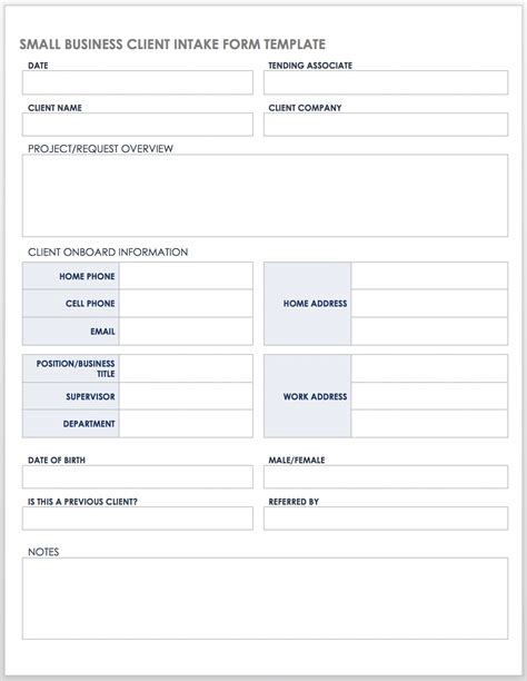 Free Intake Form Template Printable Templates