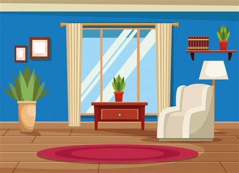 Free Vector House Interior With Furniture Scenery House Interior Inside A House Cartoon House