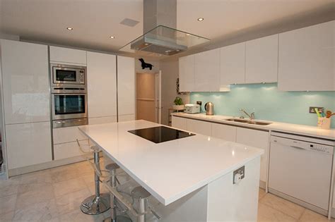 Our experienced team is happy to work with you. White gloss kitchen with island - Modern - Kitchen ...