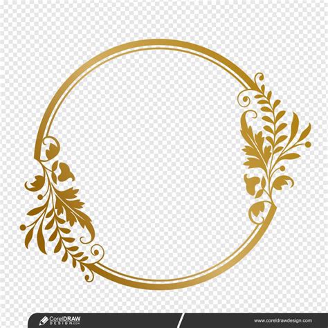 Download Golden Circle Frame With Decorative Floral Vintage Ornament
