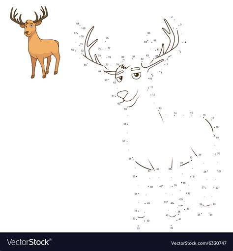 Connect The Dots To Draw Animal Educational Game Vector Image
