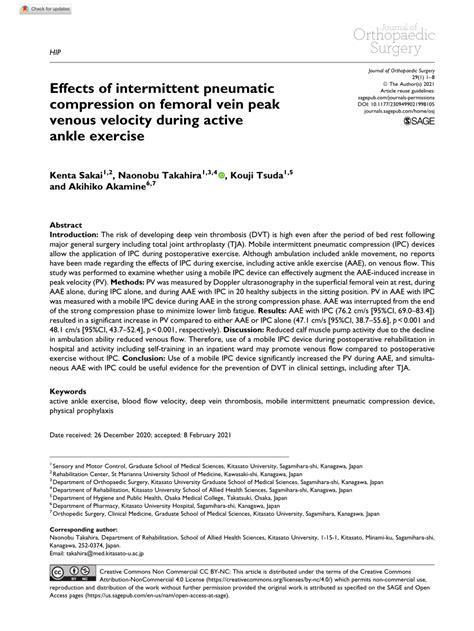 Pdf Effects Of Intermittent Pneumatic Compression On Femoral Vein