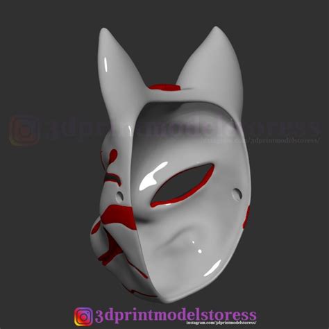 Japanese Fox Mask Demon Kitsune Costume Cosplay Helmet Stl File 3d
